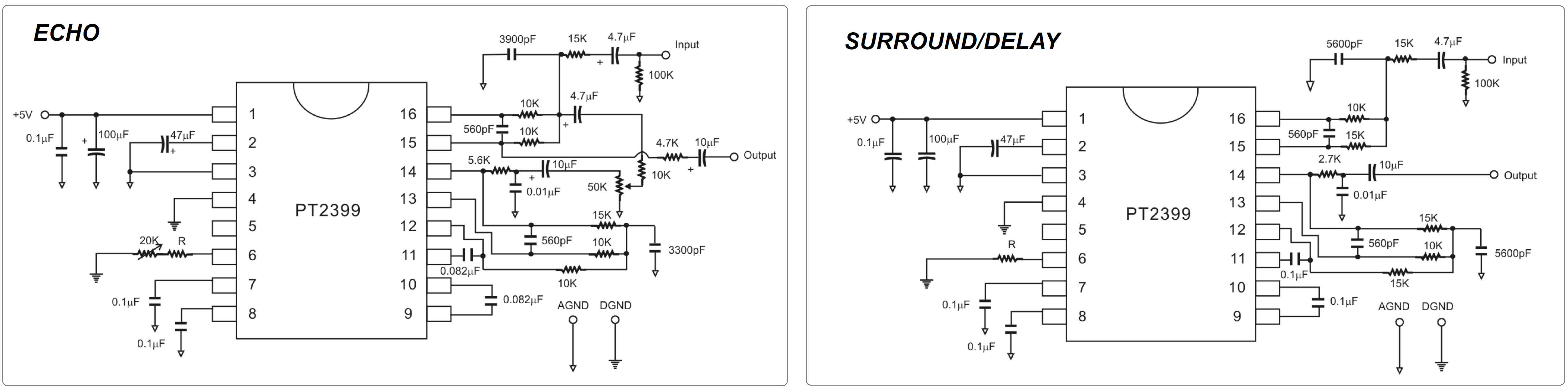 PT2399 echo delay small