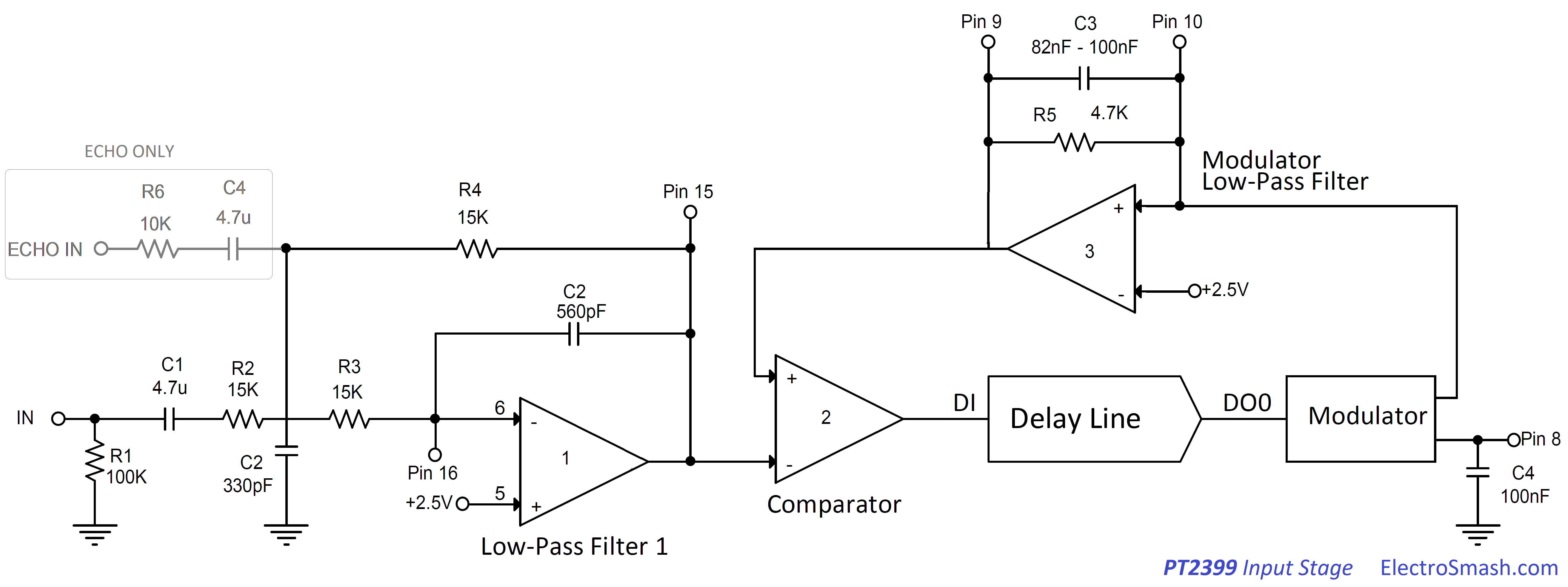 PT2399 input stage small