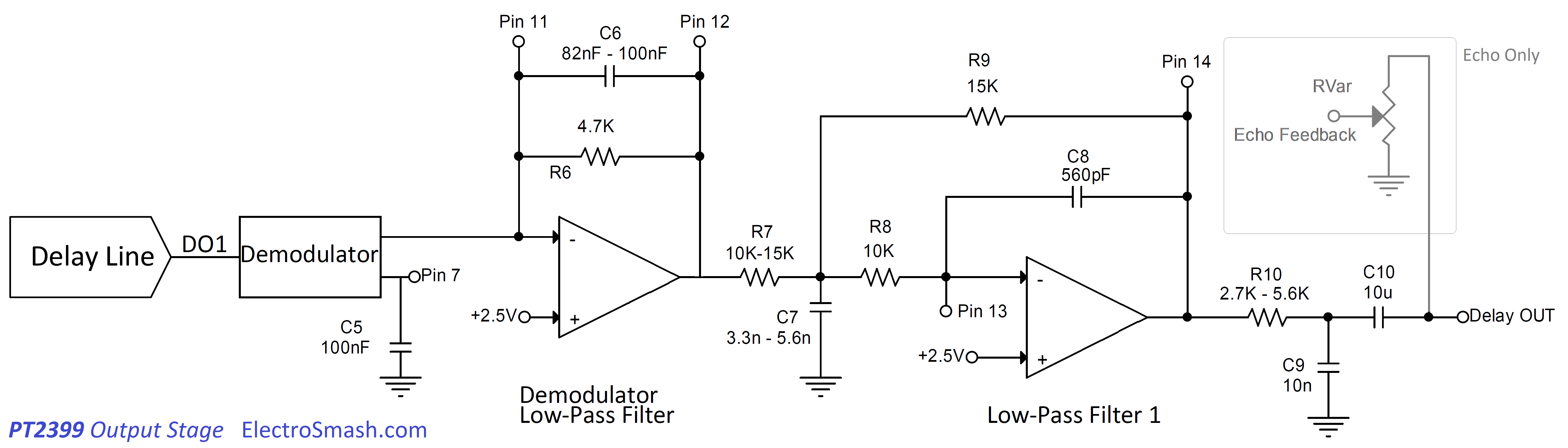 PT2399 output stage small