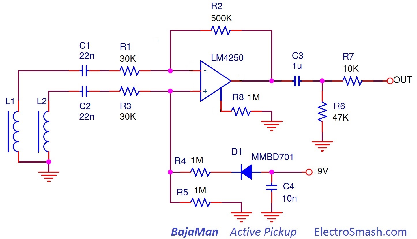 Bajaman Active Pickup Schematic