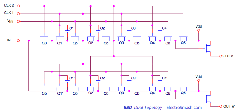 Bucket Brigade Devices Dual Topology