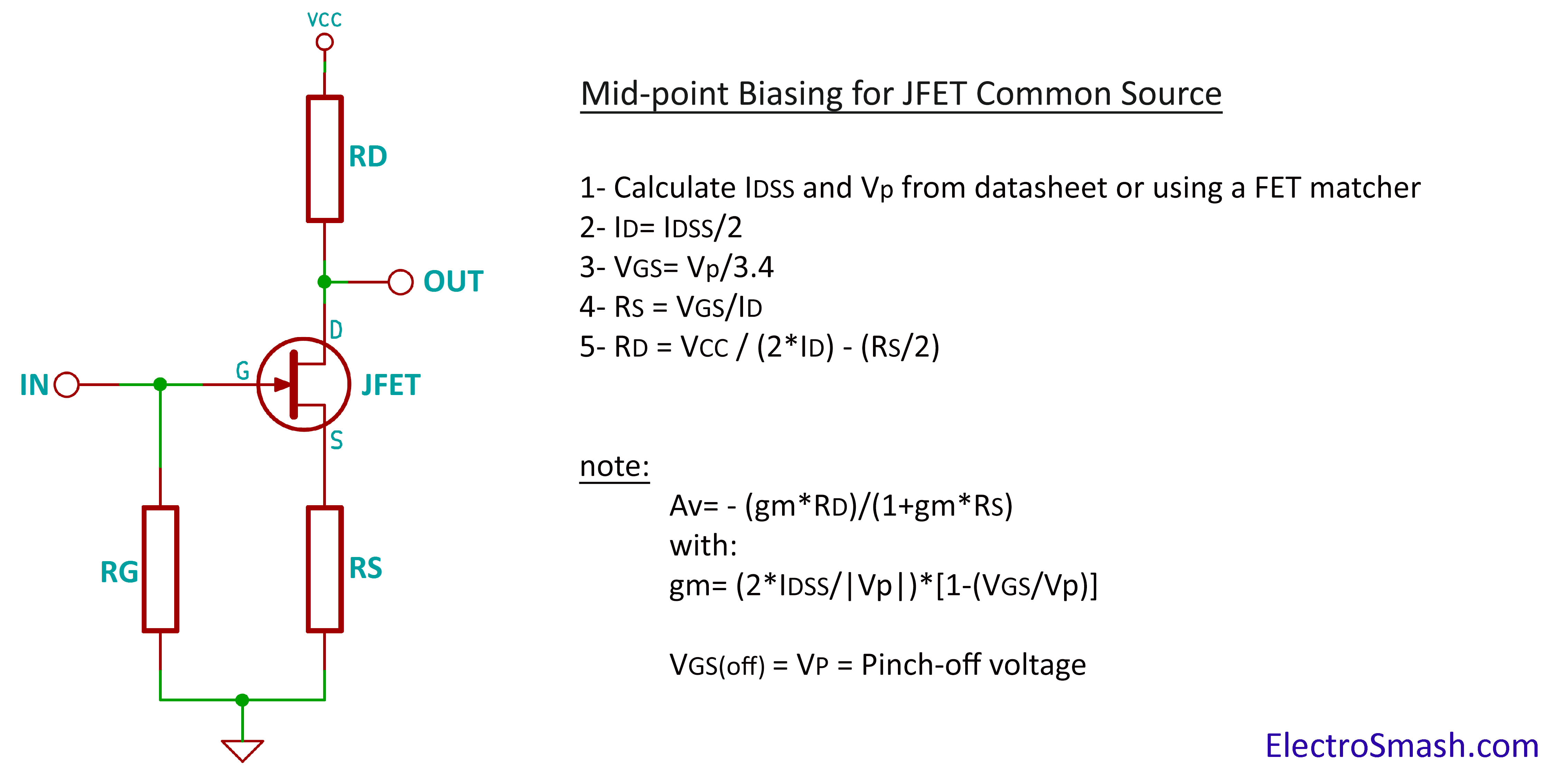 jfet amplifier calculation parameters