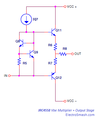 JRC4558 Vbe multiplier + Output Stage