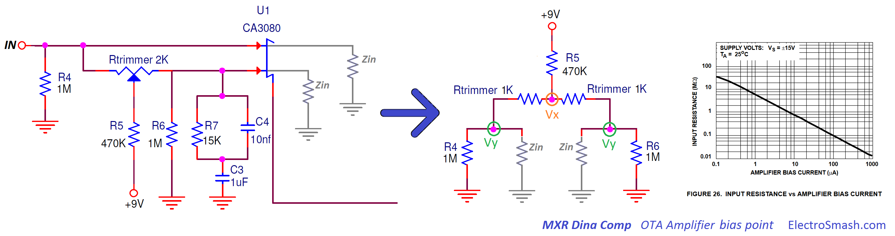 mxr dyna comp CA3080 ota amplifier bias points